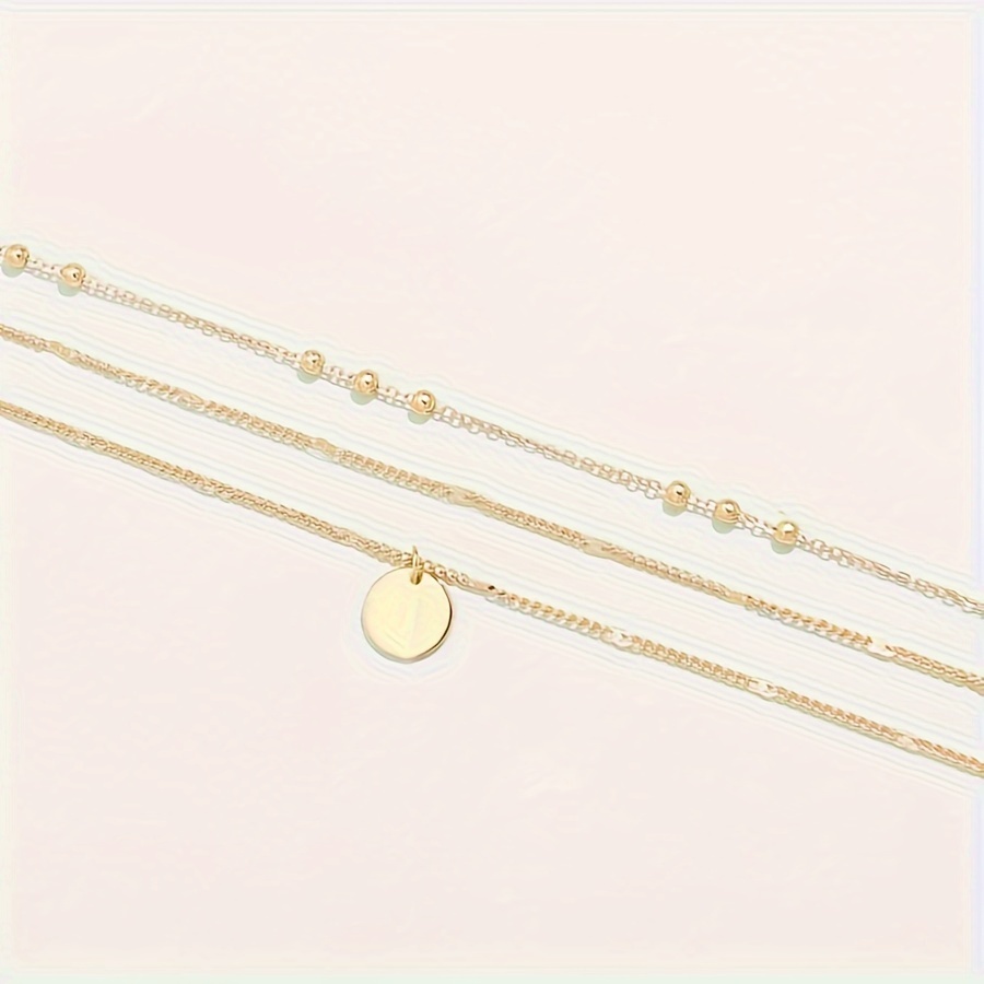 Women's Three-layer Round Pendant Necklace Set